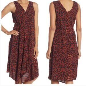 Beach Lunch Lounge NWT Anais Midi Dress Rumba Red Leopard Animal Print Size L